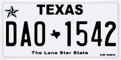 TX license plate DAO1542