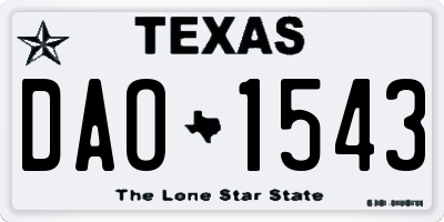 TX license plate DAO1543