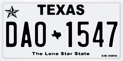 TX license plate DAO1547