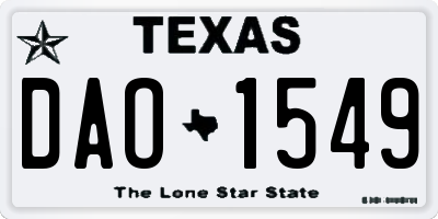 TX license plate DAO1549