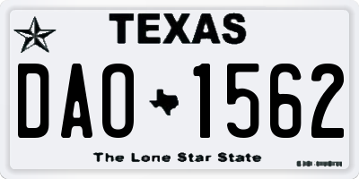 TX license plate DAO1562