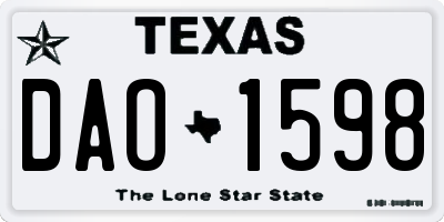 TX license plate DAO1598