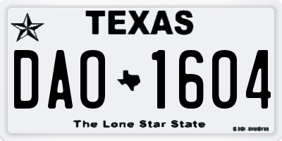 TX license plate DAO1604