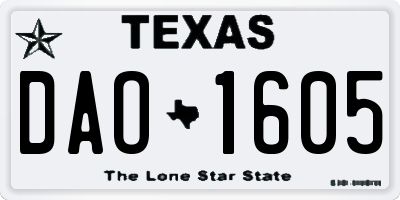 TX license plate DAO1605