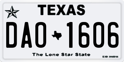 TX license plate DAO1606