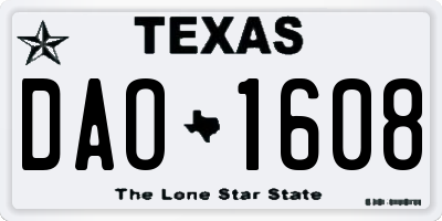 TX license plate DAO1608