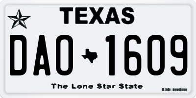 TX license plate DAO1609