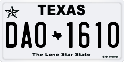 TX license plate DAO1610