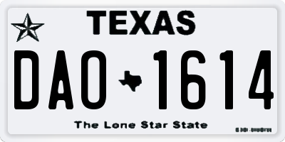 TX license plate DAO1614