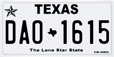 TX license plate DAO1615