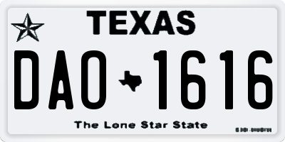 TX license plate DAO1616