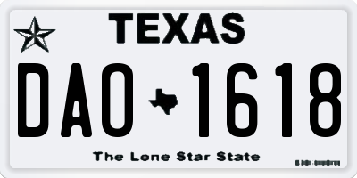 TX license plate DAO1618