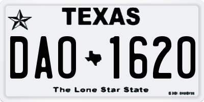 TX license plate DAO1620