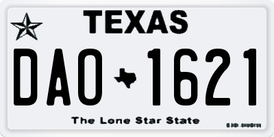 TX license plate DAO1621