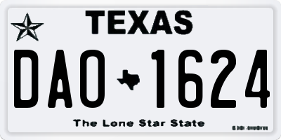 TX license plate DAO1624