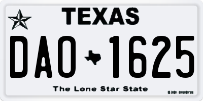 TX license plate DAO1625