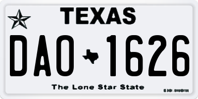 TX license plate DAO1626