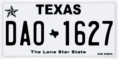 TX license plate DAO1627