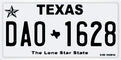 TX license plate DAO1628