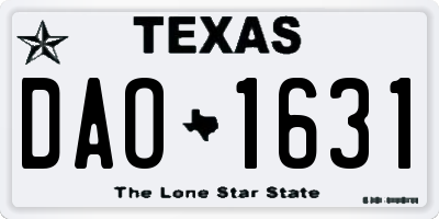 TX license plate DAO1631