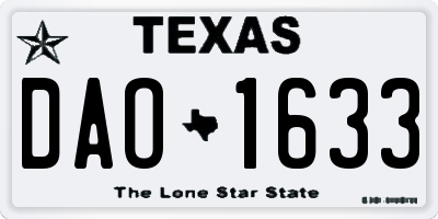 TX license plate DAO1633
