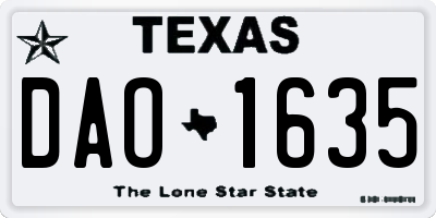 TX license plate DAO1635