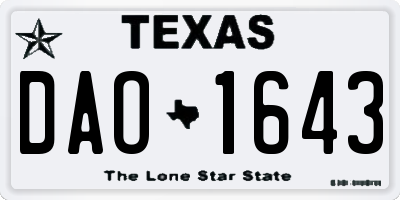 TX license plate DAO1643