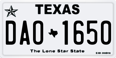 TX license plate DAO1650