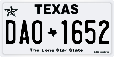 TX license plate DAO1652