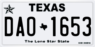 TX license plate DAO1653