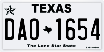 TX license plate DAO1654