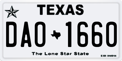 TX license plate DAO1660