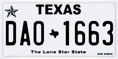 TX license plate DAO1663