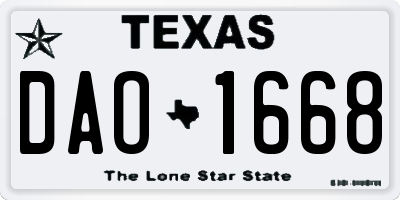 TX license plate DAO1668