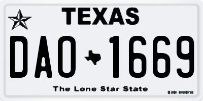 TX license plate DAO1669