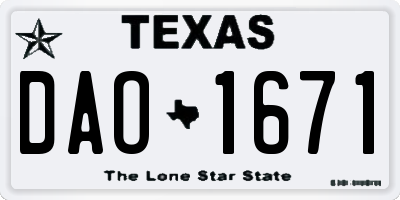 TX license plate DAO1671
