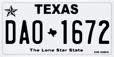 TX license plate DAO1672