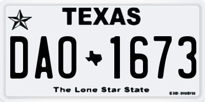 TX license plate DAO1673