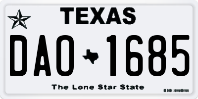 TX license plate DAO1685