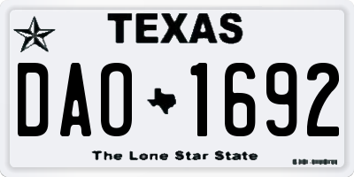 TX license plate DAO1692