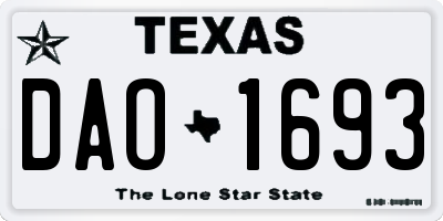 TX license plate DAO1693