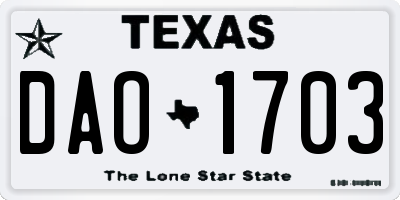 TX license plate DAO1703