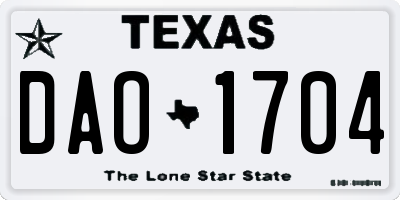 TX license plate DAO1704
