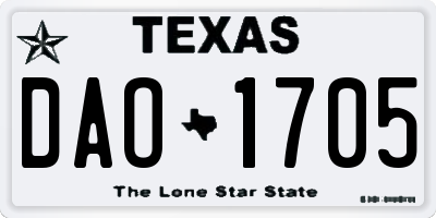 TX license plate DAO1705