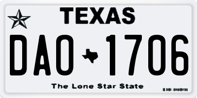 TX license plate DAO1706