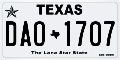 TX license plate DAO1707