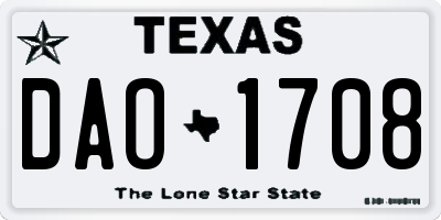 TX license plate DAO1708