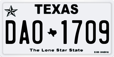 TX license plate DAO1709