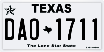 TX license plate DAO1711