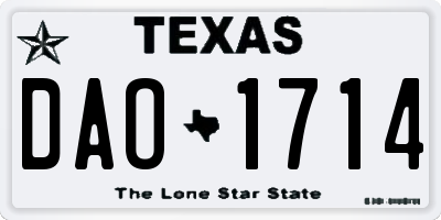 TX license plate DAO1714